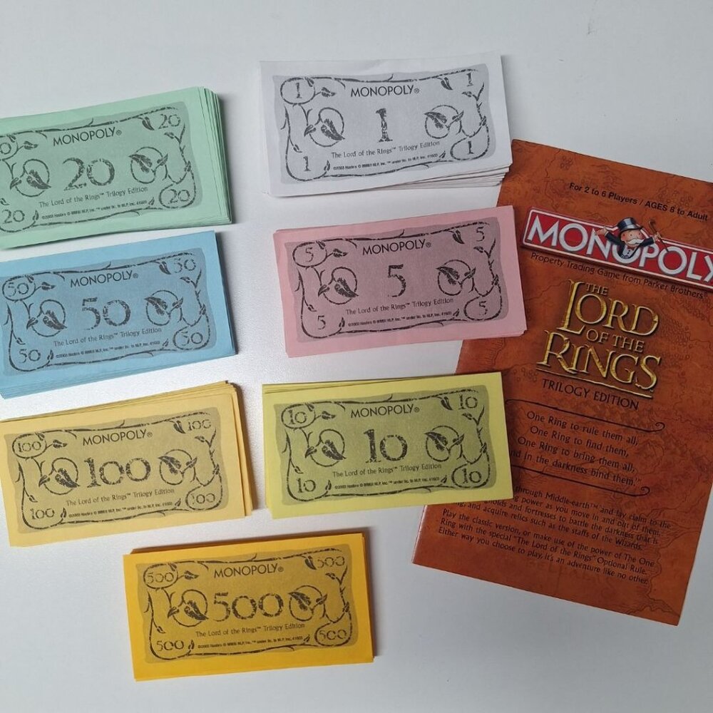 Monopoly Lord Of The Rings Trilogy Money‎ Replacement Piece Instructions 2003